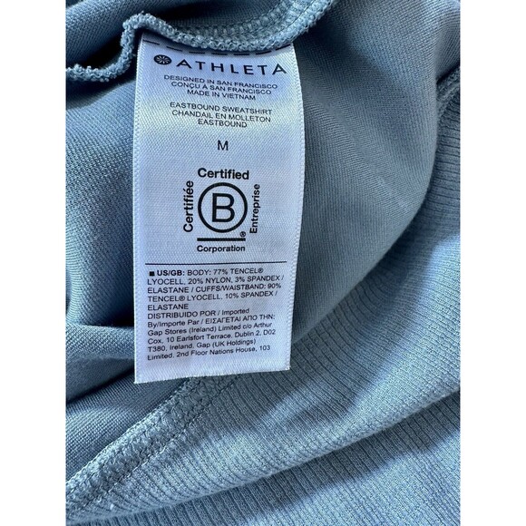 Athleta Women’s Eastbound Knit Sweatshirt Size M Medium Green Cozy V Neck Cuffed - Picture 5 of 9